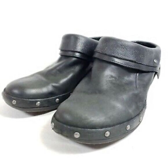 MERRELL Black Leather Clogs with studs 9 - Picture 1 of 6